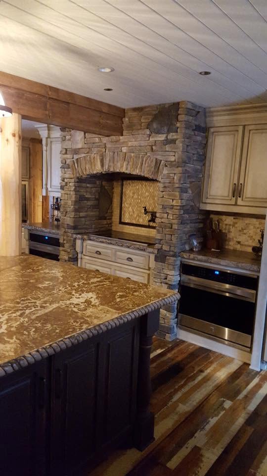 Stone kitchen hood wall