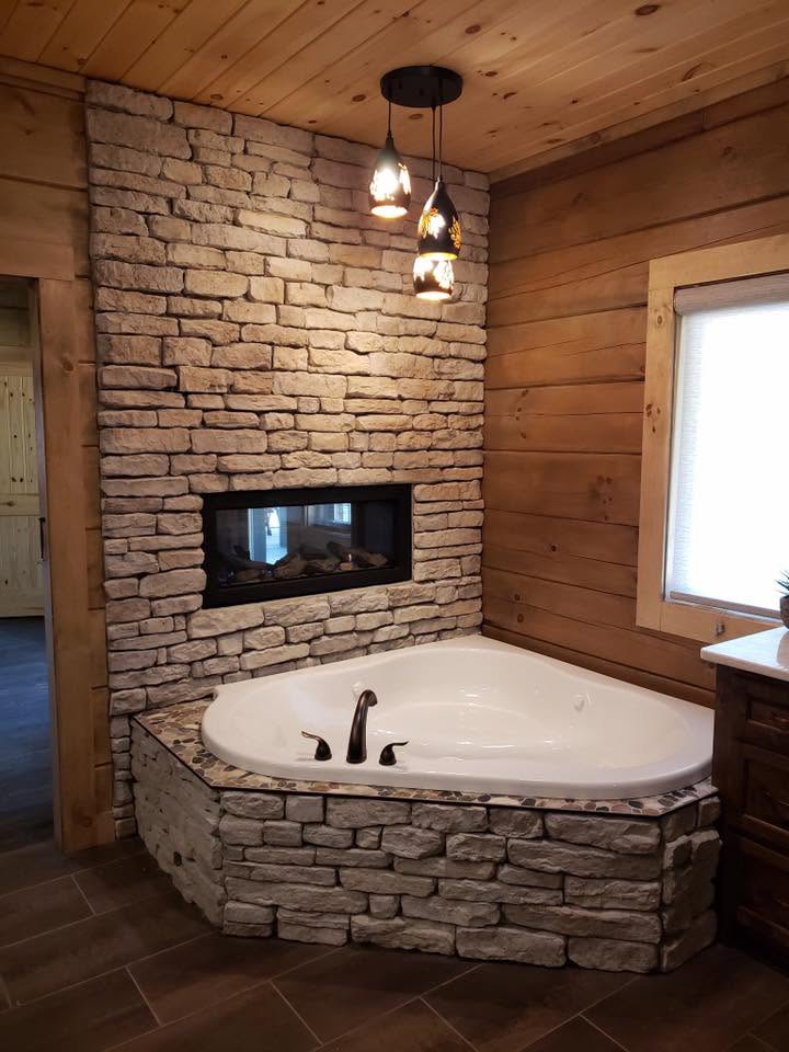 Ledgestone bath & fireplace surround